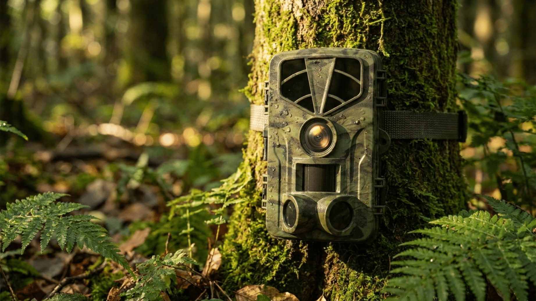 Professional testing environment with multiple WiFi trail cameras evaluated over 10 weeks across diverse outdoor terrain